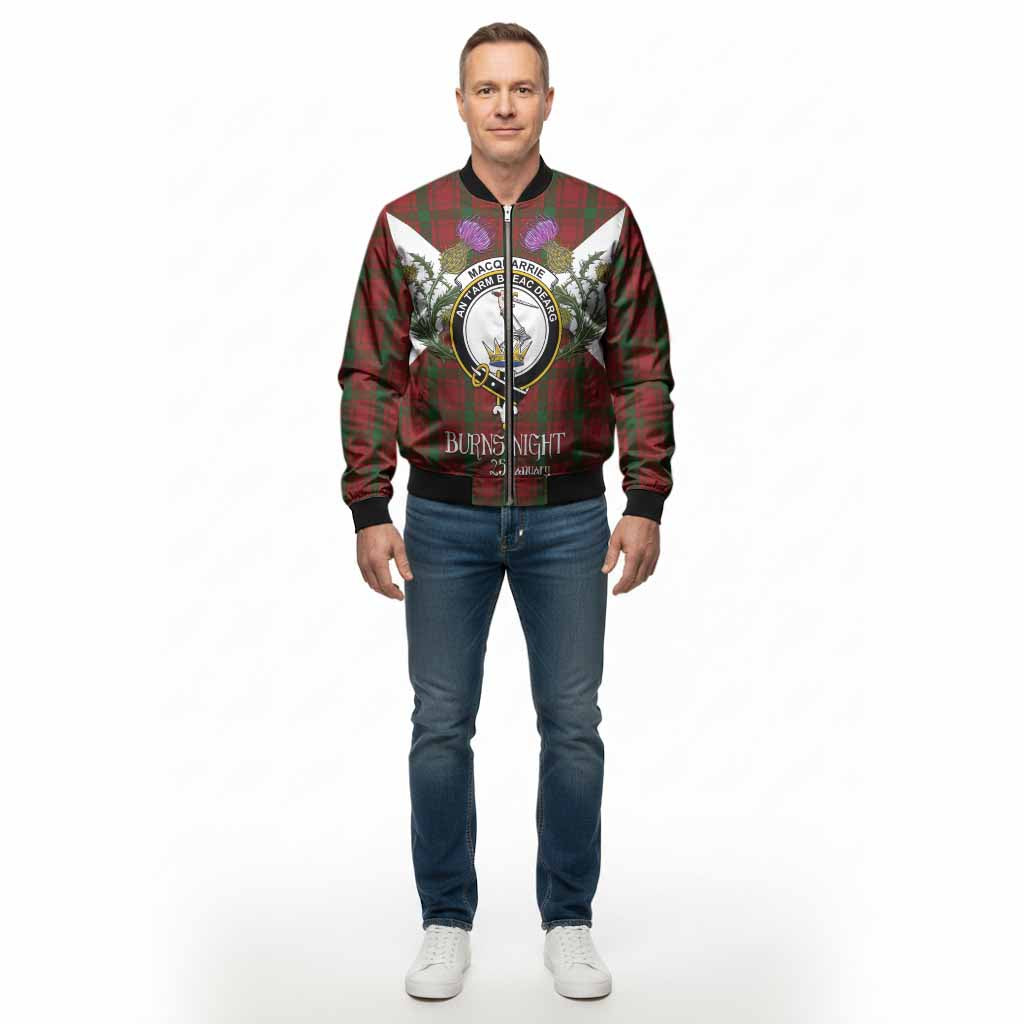 MacQuarrie (McQuarrie) Tartan Family Crest Bomber Jacket Scottish Burns Night Thistle Floral