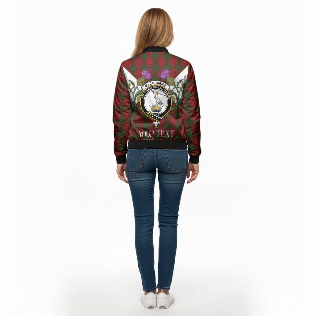 MacQuarrie (McQuarrie) Tartan Family Crest Bomber Jacket Scottish Burns Night Thistle Floral