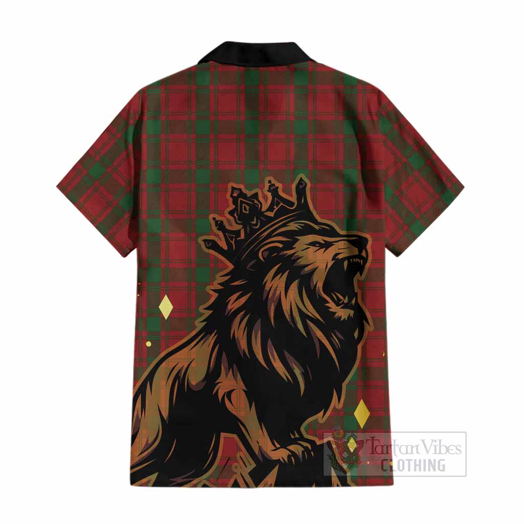 MacQuarrie (McQuarrie) Tartan Family Crest Cotton Hawaiian Shirt Crowned Lion Roaring