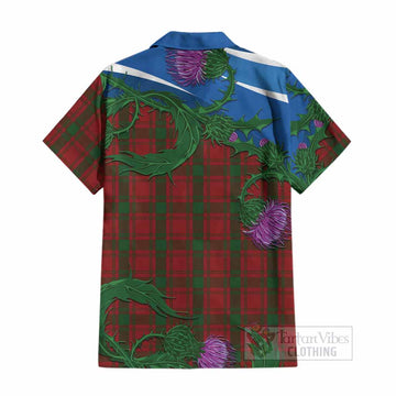 MacQuarrie (McQuarrie) Tartan Family Crest Cotton Hawaiian Shirt Thistle in Minimalism