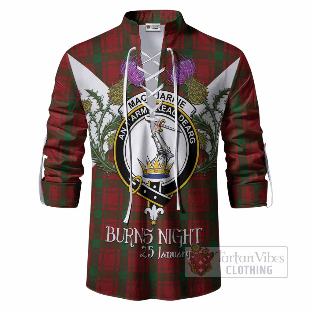 MacQuarrie (McQuarrie) Tartan Family Crest Ghillie Shirt Scottish Burns Night Thistle Floral