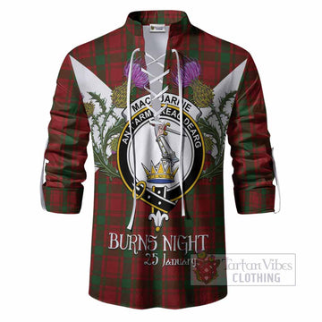 MacQuarrie (McQuarrie) Tartan Family Crest Ghillie Shirt Scottish Burns Night Thistle Floral