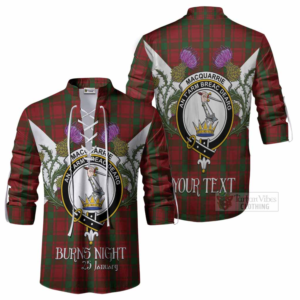 MacQuarrie (McQuarrie) Tartan Family Crest Ghillie Shirt Scottish Burns Night Thistle Floral