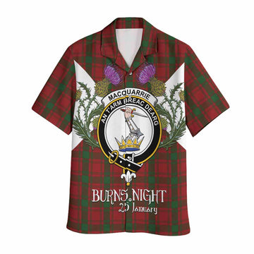 MacQuarrie (McQuarrie) Tartan Family Crest Hawaiian Shirt Scottish Burns Night Thistle Floral