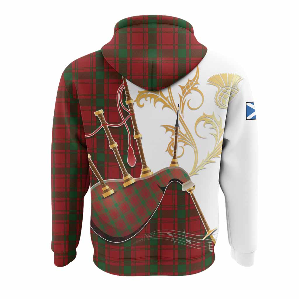 MacQuarrie (McQuarrie) Tartan Family Crest Hoodie Bagpipes with Scottish Thistle