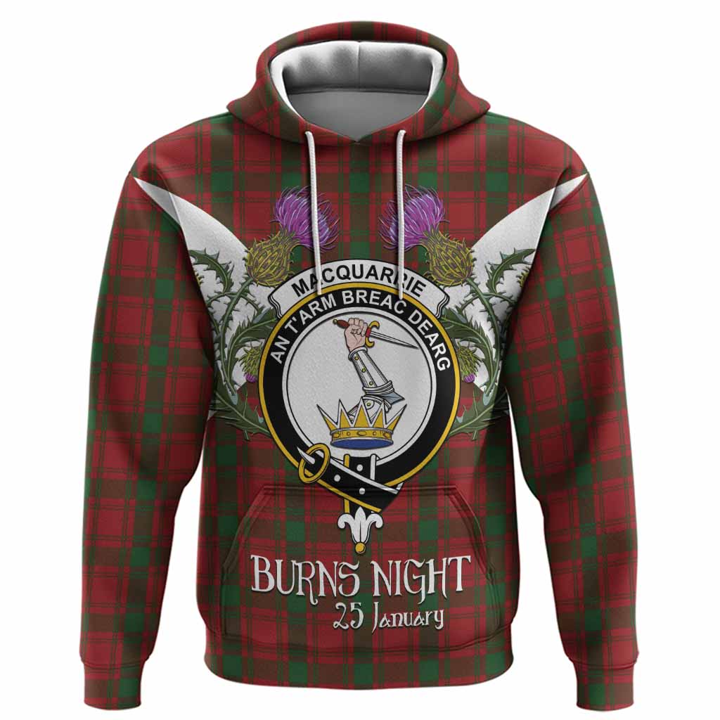 MacQuarrie (McQuarrie) Tartan Family Crest Hoodie Scottish Burns Night Thistle Floral