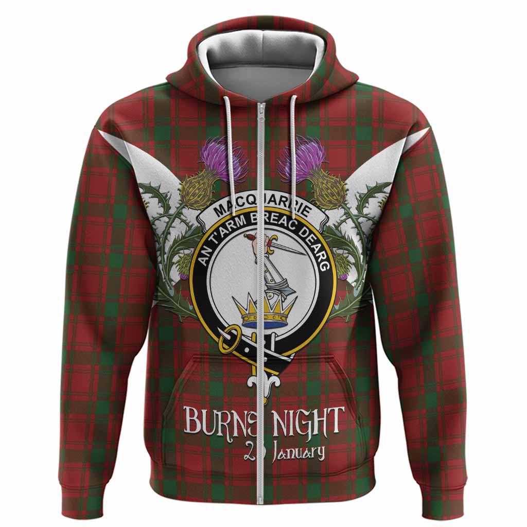 MacQuarrie (McQuarrie) Tartan Family Crest Hoodie Scottish Burns Night Thistle Floral
