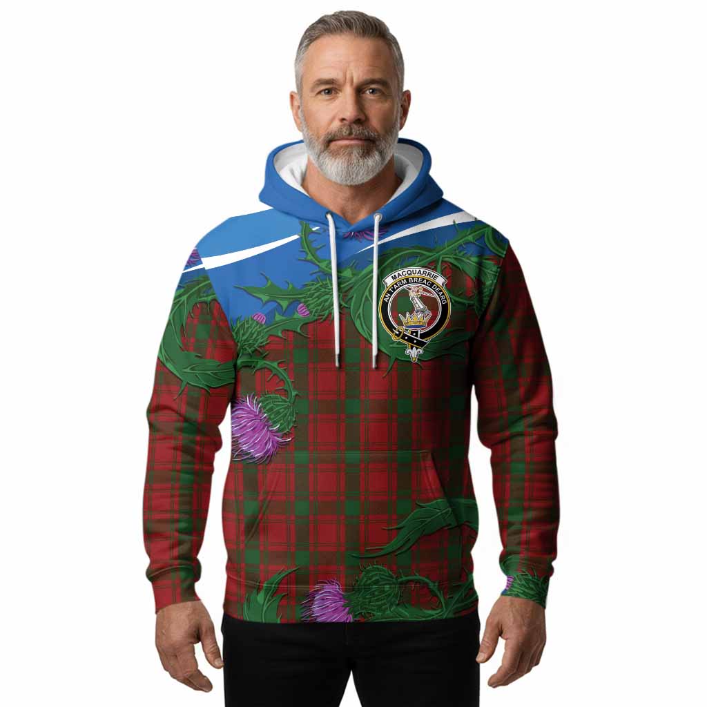 MacQuarrie (McQuarrie) Tartan Family Crest Hoodie Thistle in Minimalism