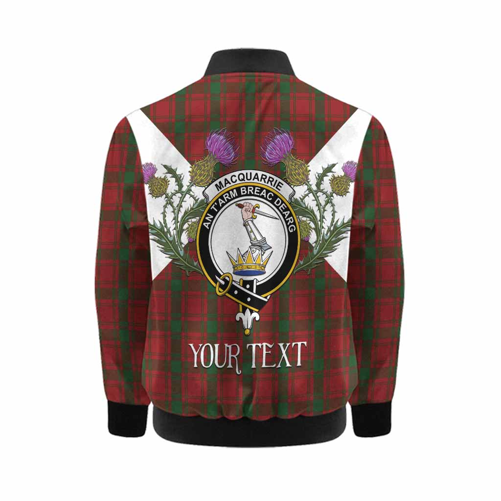 MacQuarrie (McQuarrie) Tartan Family Crest Kid Bomber Jacket Scottish Burns Night Thistle Floral