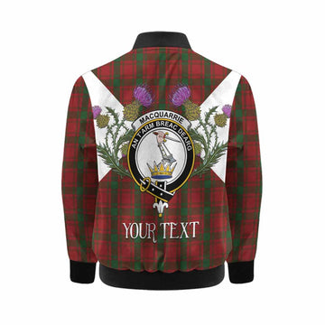 MacQuarrie (McQuarrie) Tartan Family Crest Kid Bomber Jacket Scottish Burns Night Thistle Floral