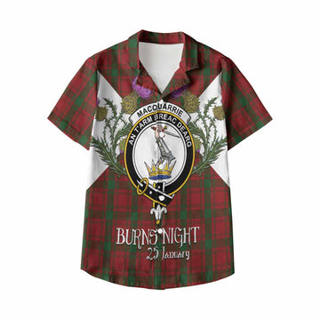 MacQuarrie (McQuarrie) Tartan Family Crest Kid Hawaiian Shirt Scottish Burns Night Thistle Floral