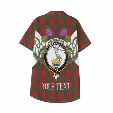 MacQuarrie (McQuarrie) Tartan Family Crest Kid Hawaiian Shirt Scottish Burns Night Thistle Floral
