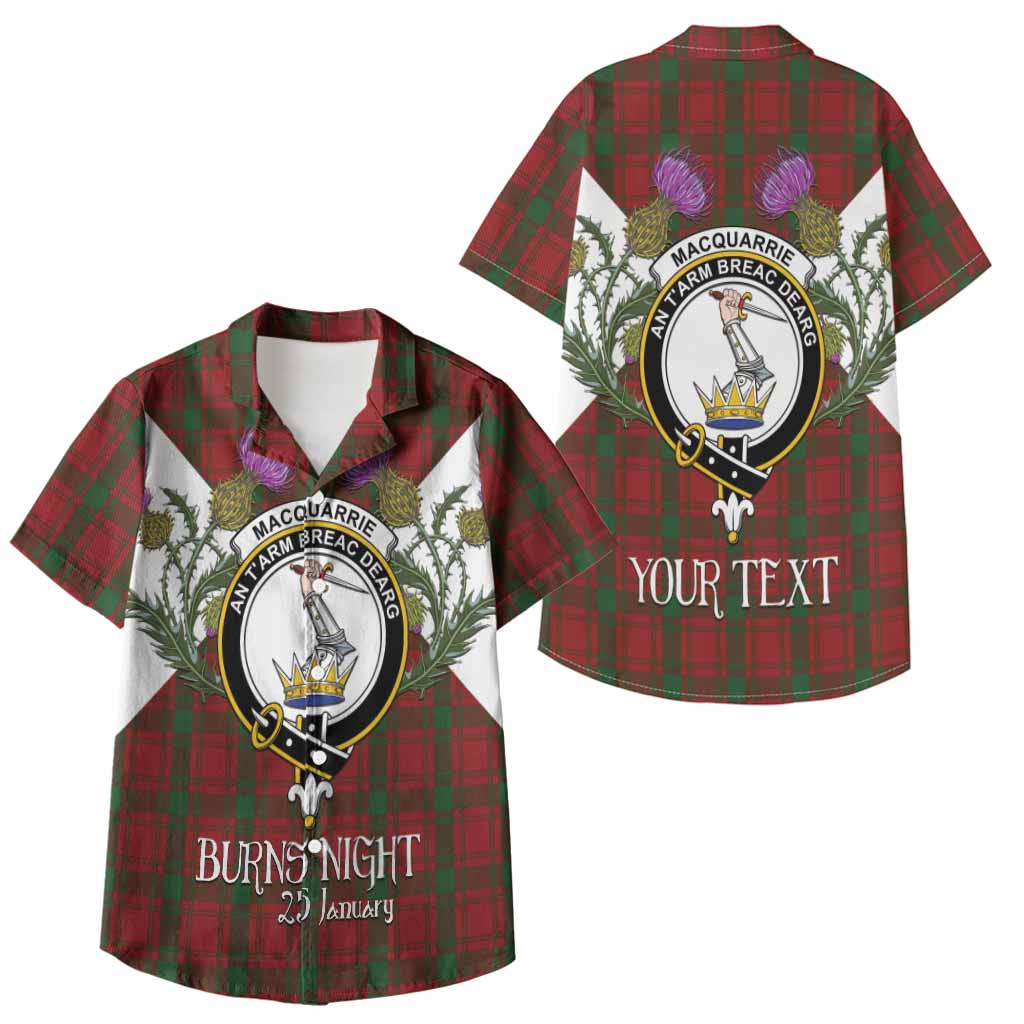 MacQuarrie (McQuarrie) Tartan Family Crest Kid Hawaiian Shirt Scottish Burns Night Thistle Floral
