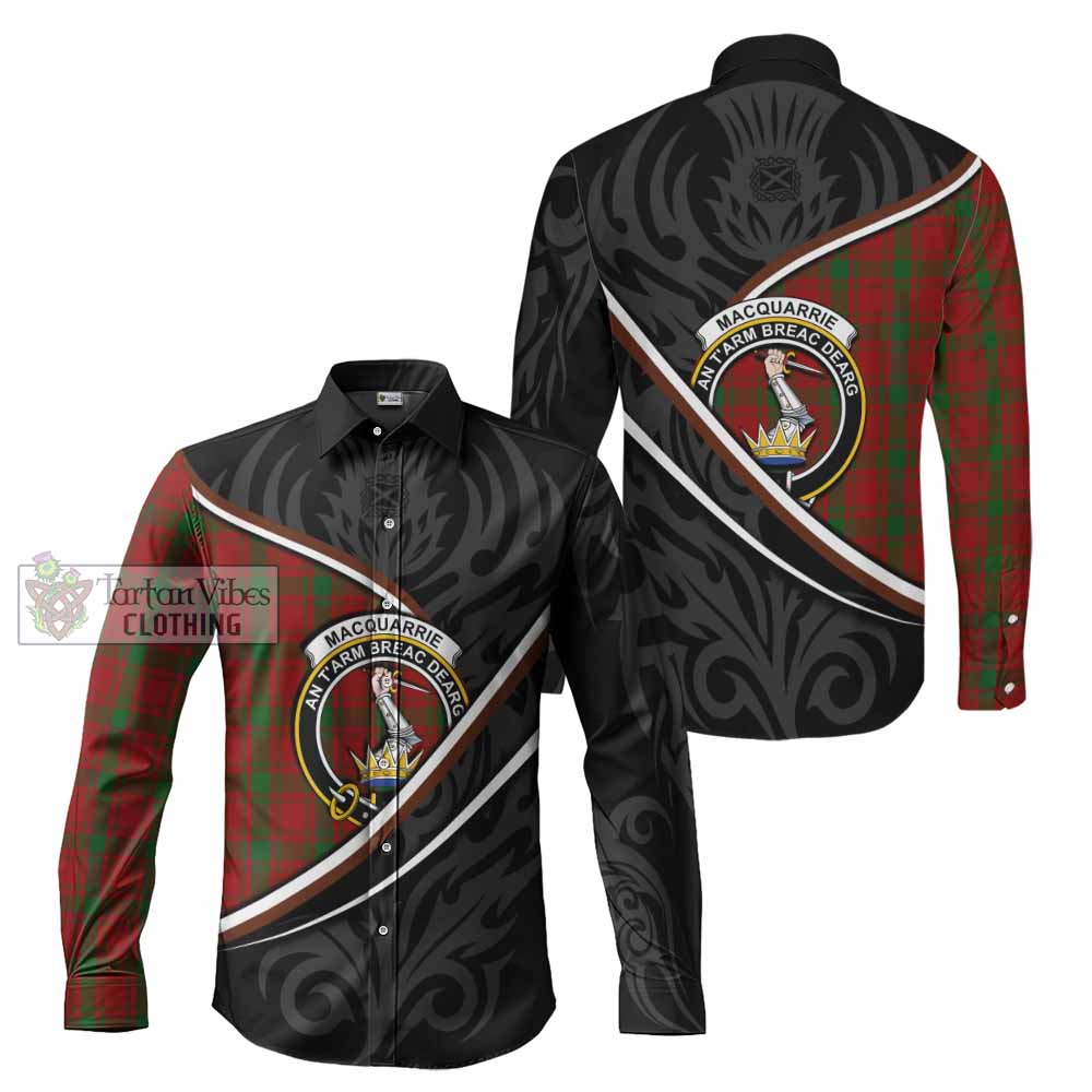 MacQuarrie (McQuarrie) Tartan Family Crest Long Sleeve Button Shirts Celtic Scottish Thistle Floral - Tartan Vibes Clothing