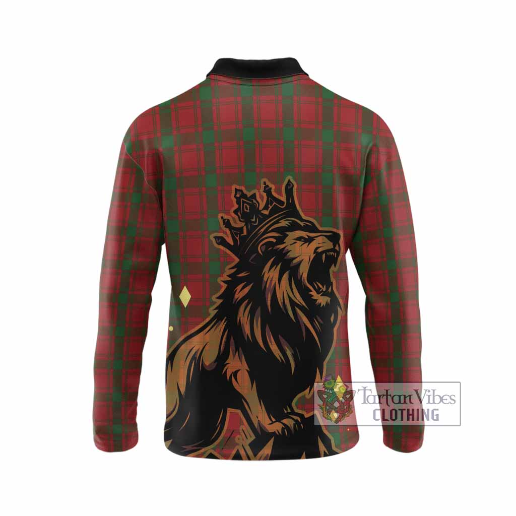 MacQuarrie (McQuarrie) Tartan Family Crest Long Sleeve Polo Shirt Crowned Lion Roaring