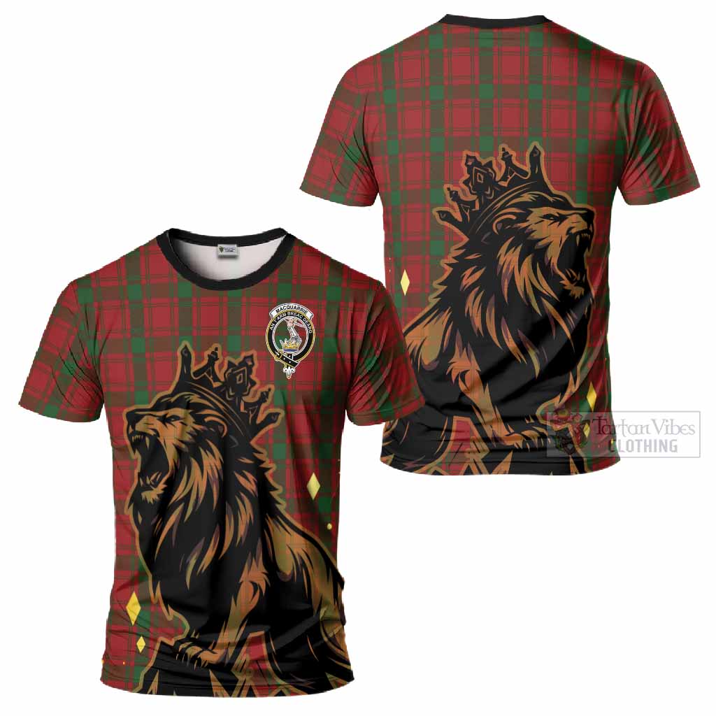 MacQuarrie (McQuarrie) Tartan Family Crest T-Shirt Crowned Lion Roaring