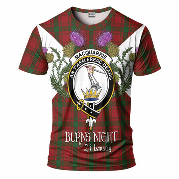 MacQuarrie (McQuarrie) Tartan Family Crest T-Shirt Scottish Burns Night Thistle Floral