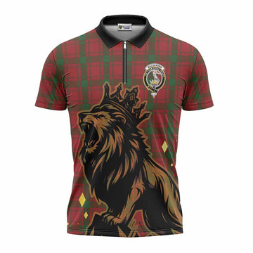 MacQuarrie (McQuarrie) Tartan Family Crest Zipper Polo Shirt Crowned Lion Roaring