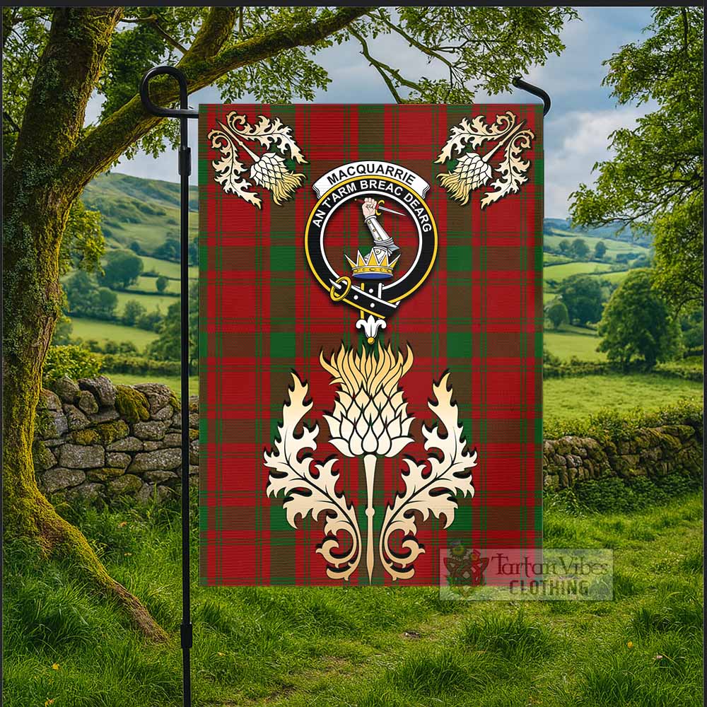 MacQuarrie (McQuarrie) Tartan Garden Flag with Golden Regal Scottish Thistle Emblem - Tartan Vibes Clothing