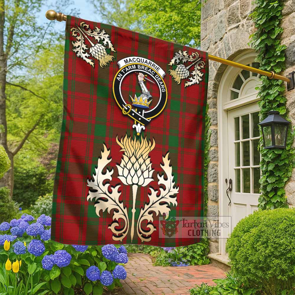 MacQuarrie (McQuarrie) Tartan Garden Flag with Golden Regal Scottish Thistle Emblem - Tartan Vibes Clothing