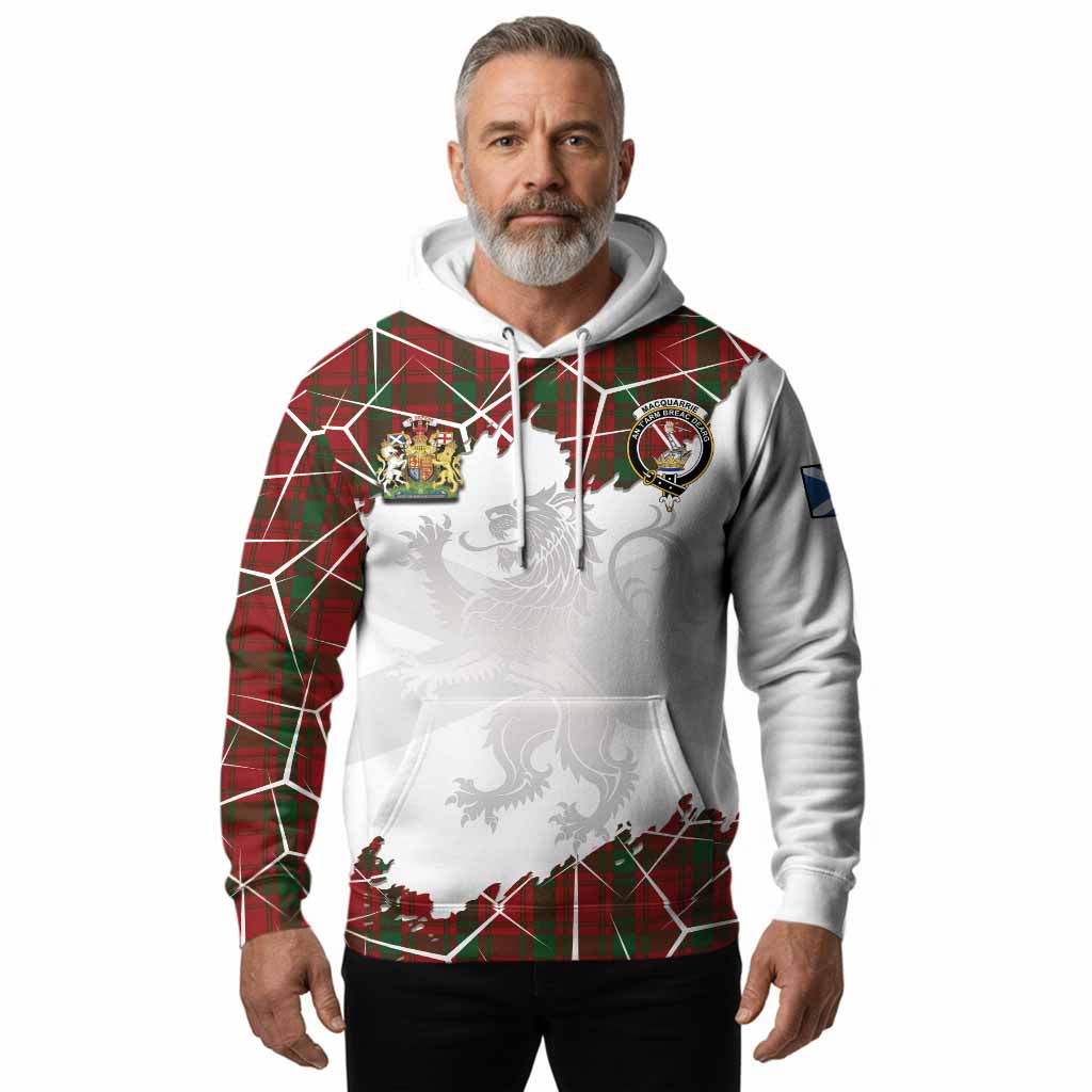 MacQuarrie (McQuarrie) Tartan Hoodie with Family Crest and Lion Rampant Grunge Style