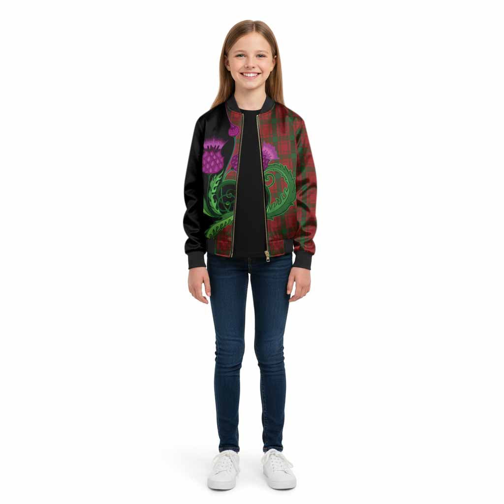 MacQuarrie (McQuarrie) Tartan Kid Bomber Jacket Traditional Scottish Thistle