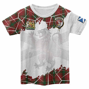 MacQuarrie (McQuarrie) Tartan Kid T-shirt with Family Crest and Lion Rampant Grunge Style