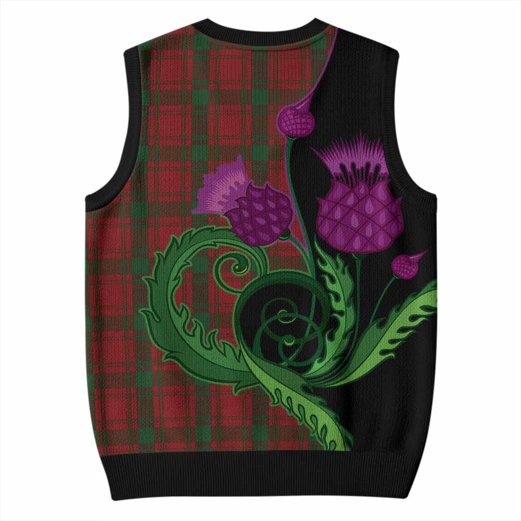 MacQuarrie (McQuarrie) Tartan Knitted V-Neck Vest Traditional Scottish Thistle
