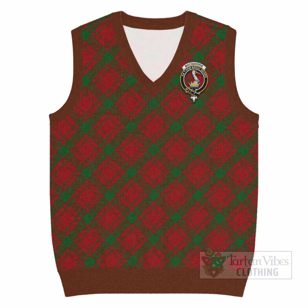 MacQuarrie (McQuarrie) Tartan Knitted V-Neck Vest with Family Crest Cross Style