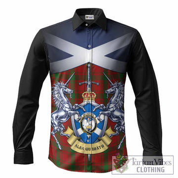 MacQuarrie (McQuarrie) Tartan Long Sleeve Button Shirts Alba Gu Brath Unicorn Crest