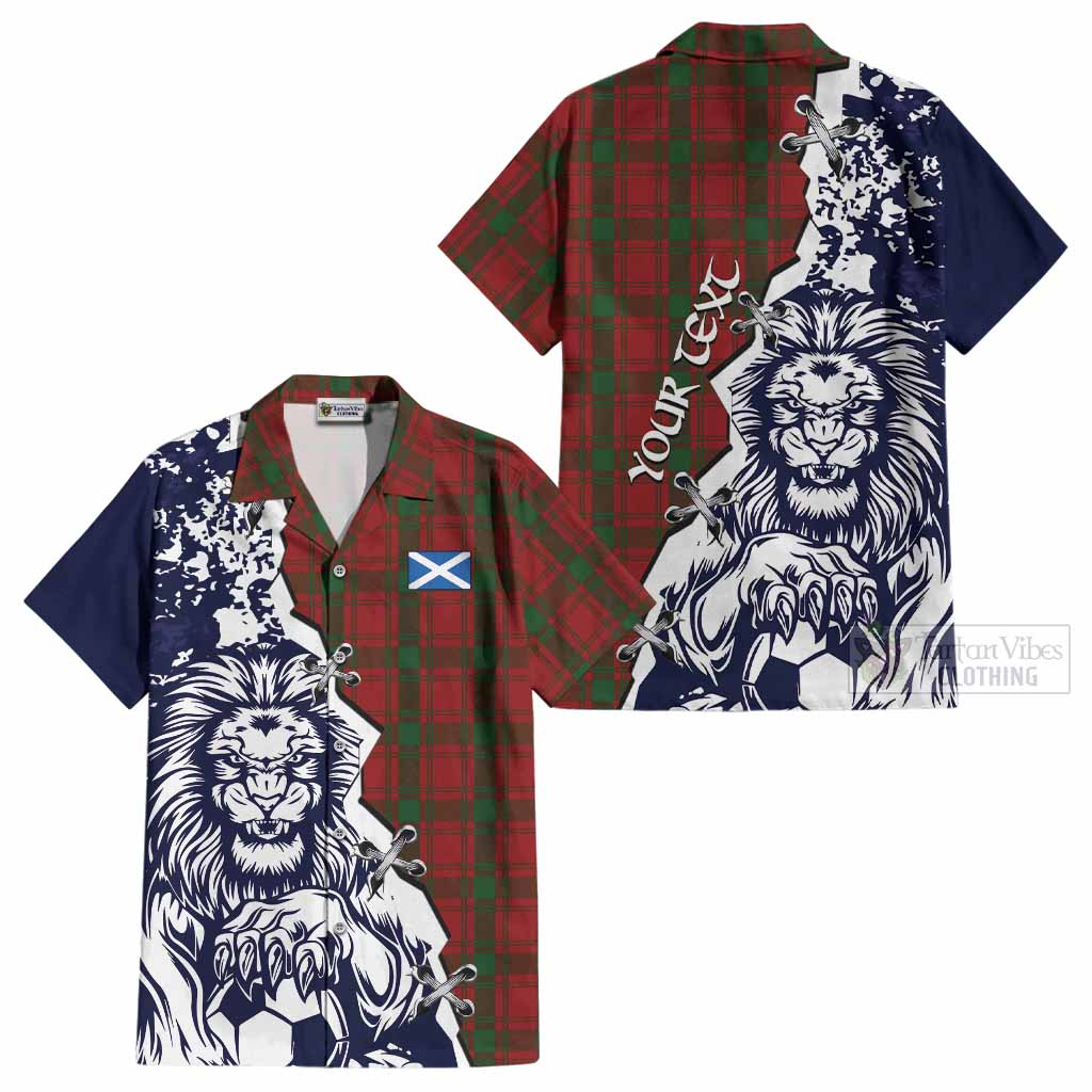 MacQuarrie (McQuarrie) Tartan Scottish Cotton Hawaiian Shirt Angry Lion With Soccer Ball Style