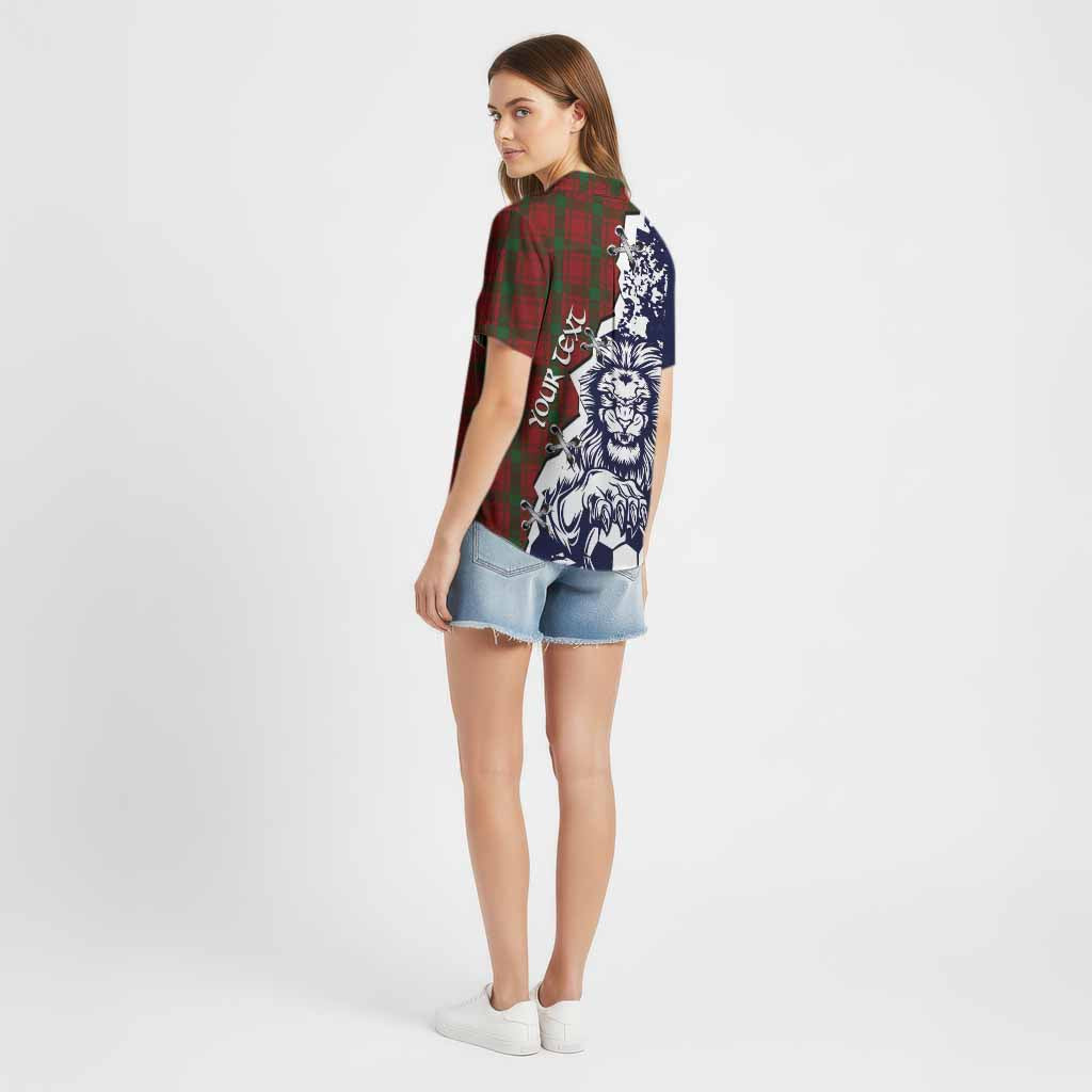 MacQuarrie (McQuarrie) Tartan Scottish Cotton Hawaiian Shirt Angry Lion With Soccer Ball Style