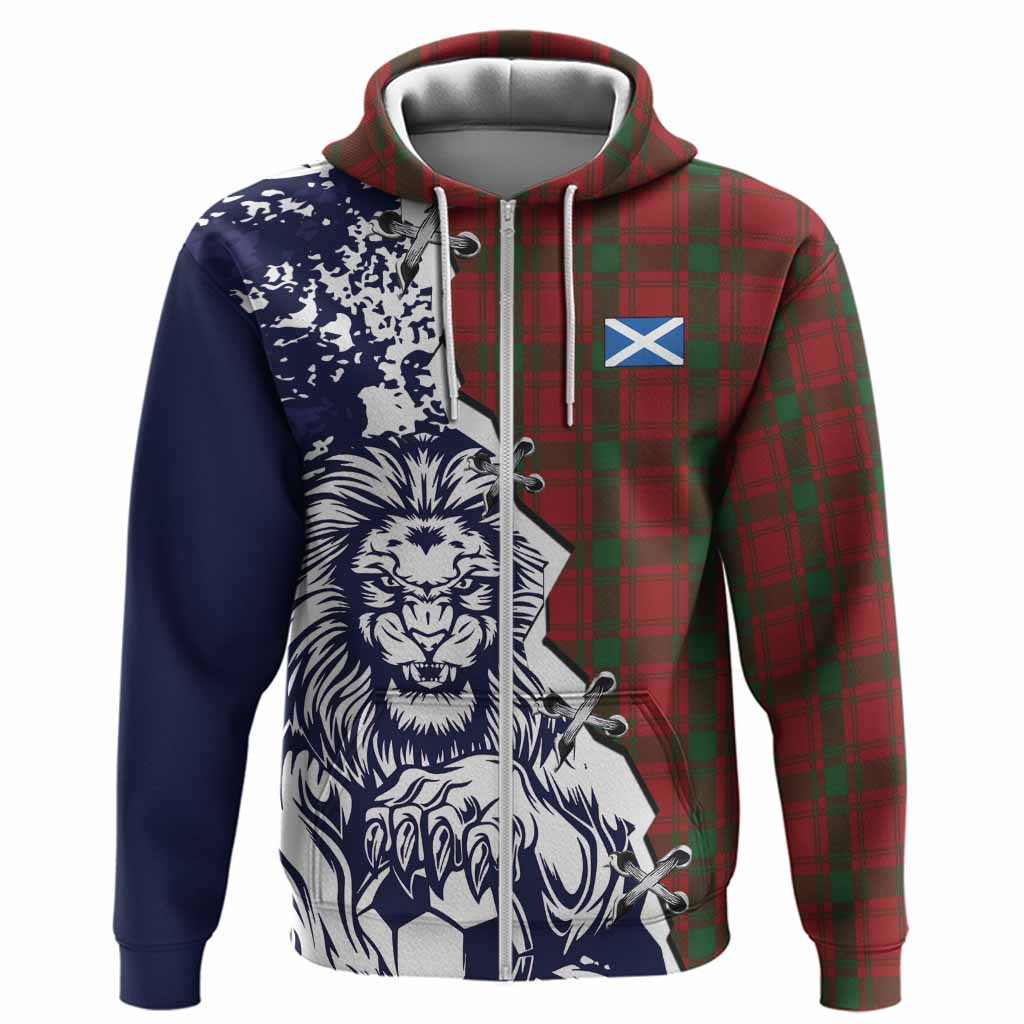 MacQuarrie (McQuarrie) Tartan Scottish Hoodie Angry Lion With Soccer Ball Style