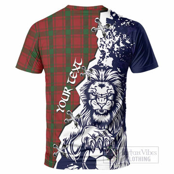 MacQuarrie (McQuarrie) Tartan Scottish T-Shirt Angry Lion With Soccer Ball Style