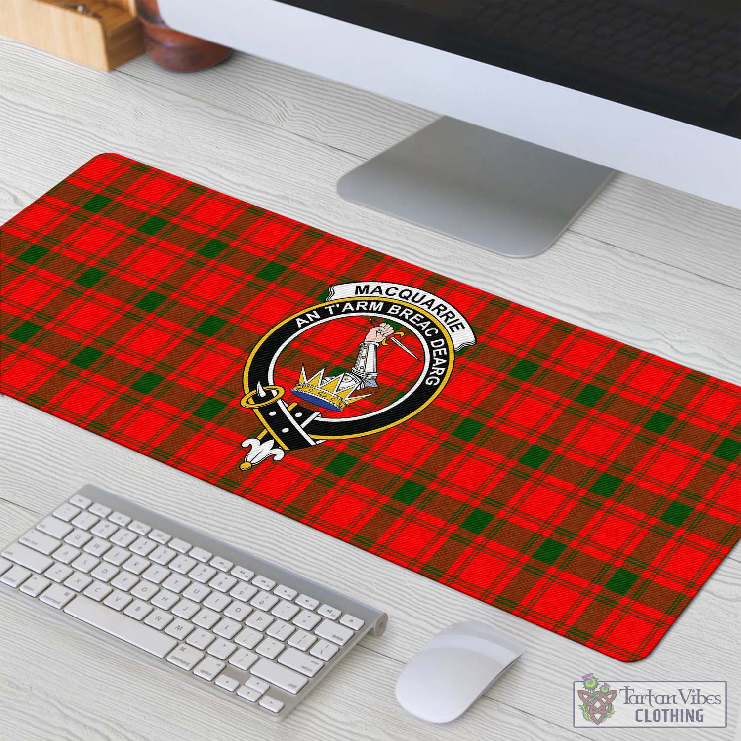 Tartan Vibes Clothing MacQuarrie Modern Tartan Mouse Pad with Family Crest