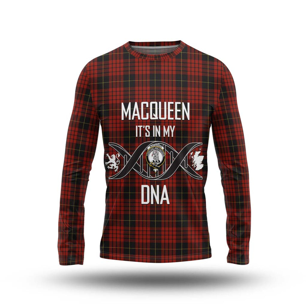 MacQueen (McQueen) Tartan Long Sleeve T-Shirt with Family Crest DNA In Me Style Unisex - Tartanvibesclothing Shop