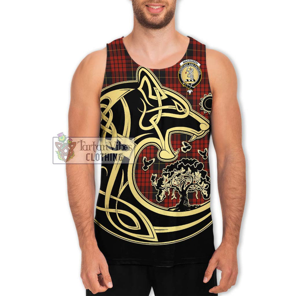 MacQueen (McQueen) Tartan Men's Tank Top with Family Crest Celtic Wolf Style Men - Tartan Vibes Clothing