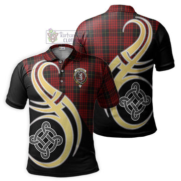MacQueen (McQueen) Tartan Polo Shirt with Family Crest and Celtic Symbol Style