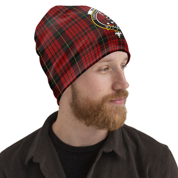 MacQueen Tartan Beanies Hat with Family Crest