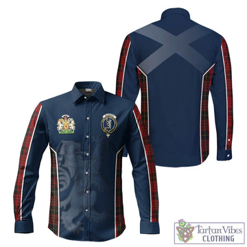 MacQueen Tartan Long Sleeve Button Up Shirt with Family Crest and Lion Rampant Vibes Sport Style