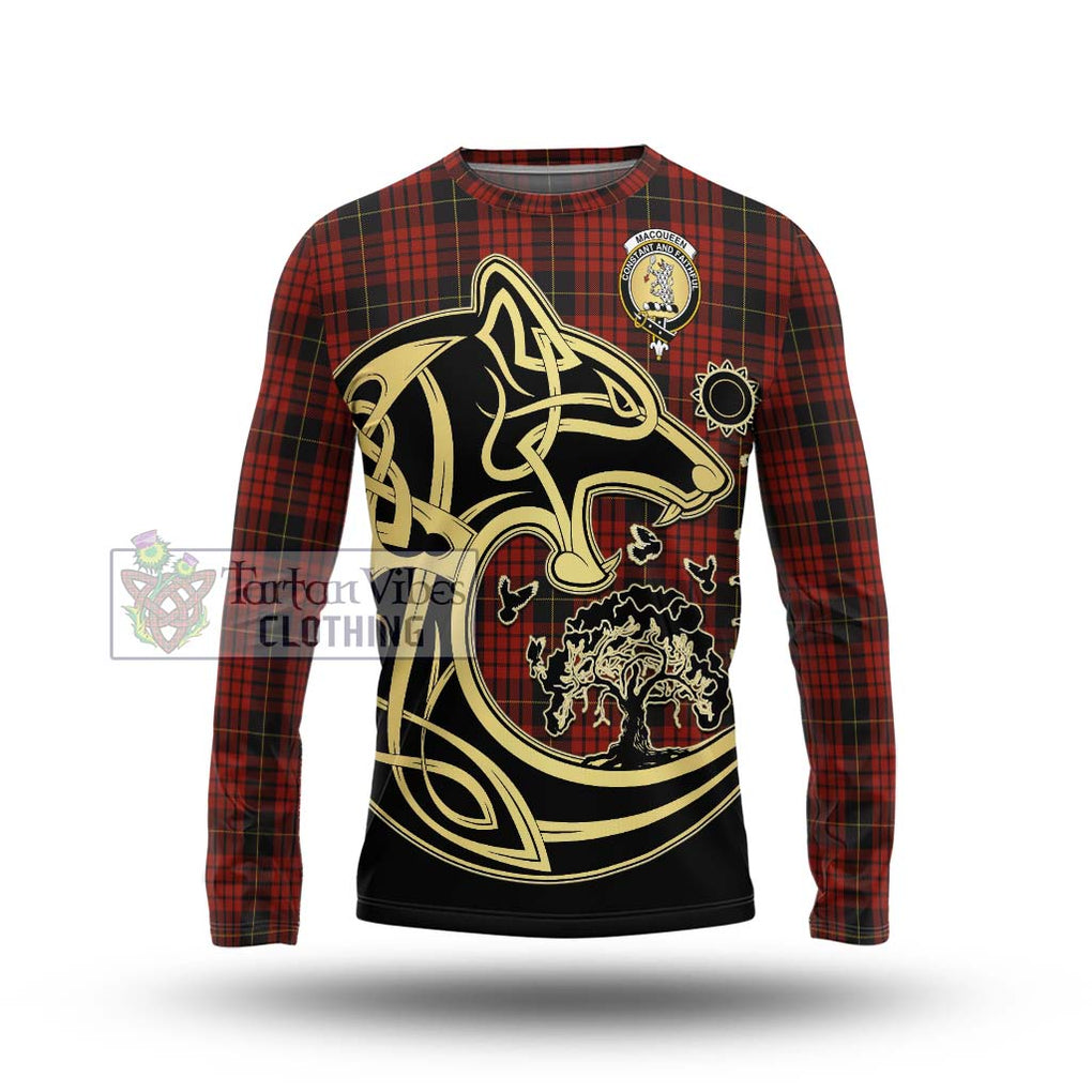 MacQueen (McQueen) Tartan Long Sleeve T-Shirt with Family Crest Celtic Wolf Style Unisex - Tartan Vibes Clothing