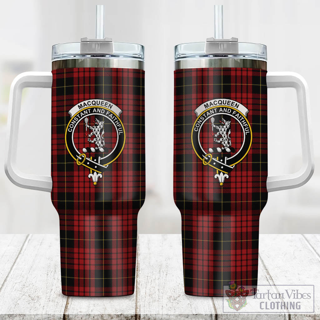Tartan Vibes Clothing MacQueen Tartan and Family Crest Tumbler with Handle