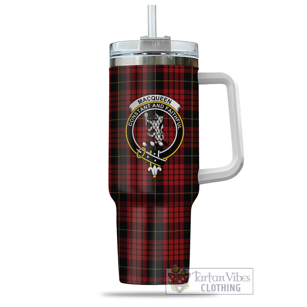 Tartan Vibes Clothing MacQueen Tartan and Family Crest Tumbler with Handle