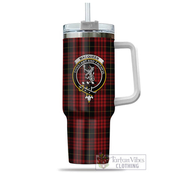 MacQueen Tartan and Family Crest Tumbler with Handle