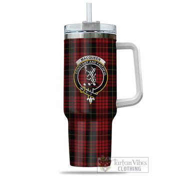 Tartan Vibes Clothing MacQueen Tartan and Family Crest Tumbler with Handle