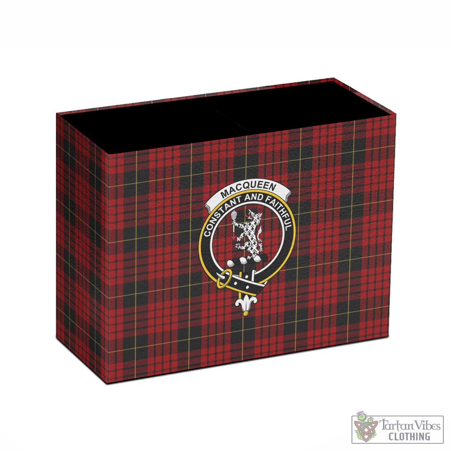 Tartan Vibes Clothing MacQueen Tartan Pen Holder with Family Crest