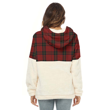 MacQueen (McQueen) Tartan Women's Borg Fleece Hoodie With Half Zip with Family Crest - Tartan Vibes Clothing