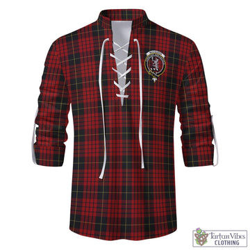 Tartan Vibes Clothing MacQueen Tartan Men's Scottish Traditional Jacobite Ghillie Kilt Shirt with Family Crest