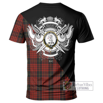 MacQueen (McQueen) Tartan T-Shirt with Family Crest and Military Logo Style - Tartanvibesclothing Shop