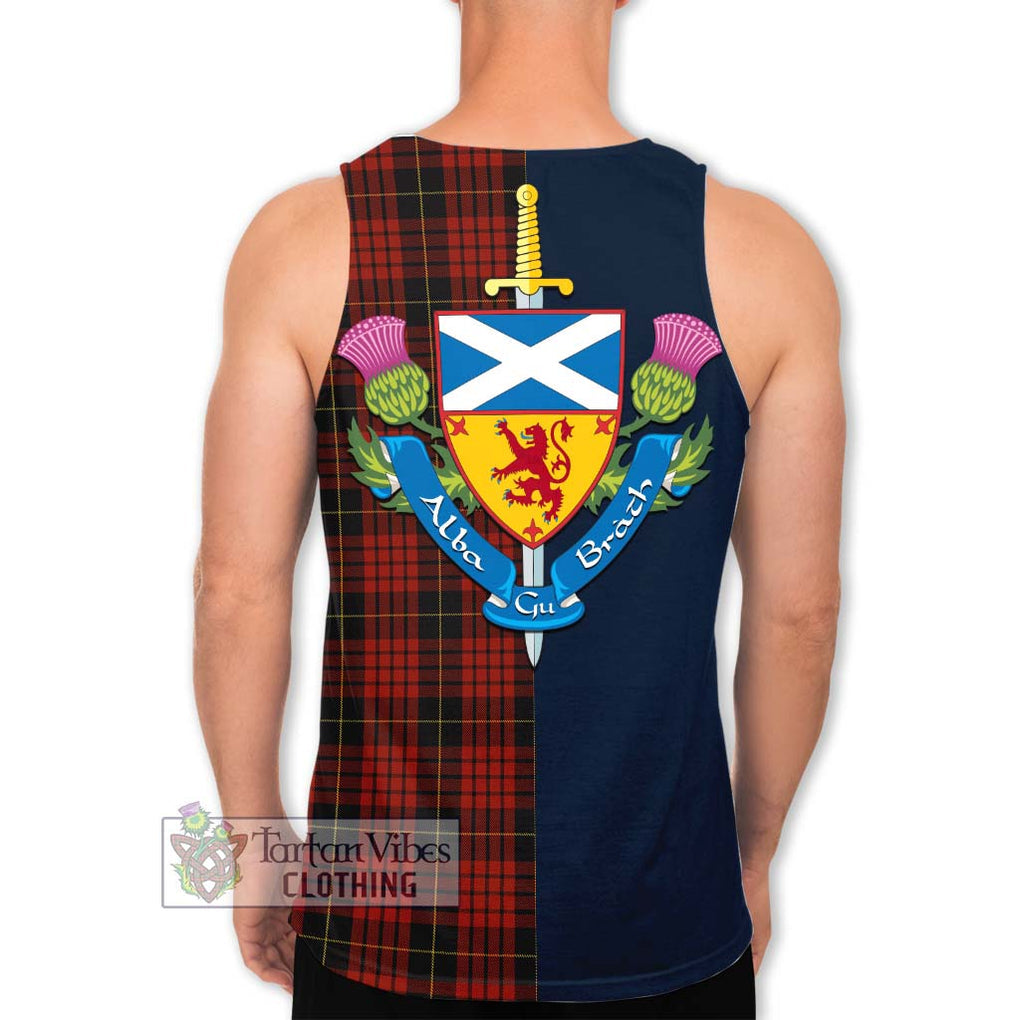 Tartan Vibes Clothing MacQueen Tartan Men's Tank Top with Scottish Lion Royal Arm Half Style